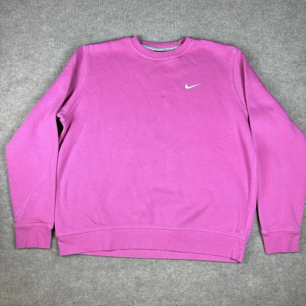 Nike Sweatshirt Crewneck Pink Fleece Pullover Embroidered Swoosh Women’s XL